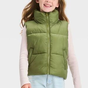 Art Class Girls’ Boxy Puffer Vest - Green S
